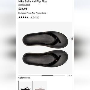 Nike Bella Kai Flip Flop - Black Size 7